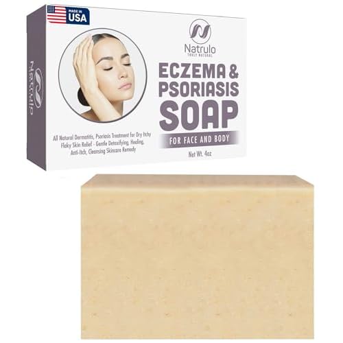Eczema Soap Bar for Face and Body All Natural Dermatitis, Psoriasis Treatment for Dry Itchy Flaky Skin Relief Gentle Detoxifying, Healing, Anti-Itch, Cleansing Skincare Remedy Eczema Soap Bar