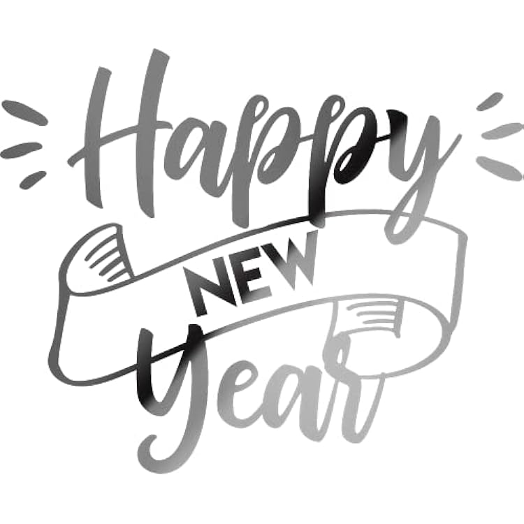 Decal Stickers of Happy New Year Metallic Silver Set of 2 Premium Waterproof Vinyl Decal Stickers for Laptop Phone Accessory Helmet Car Window Mug Tuber Cup Door Wall - ANDsticd79201SI