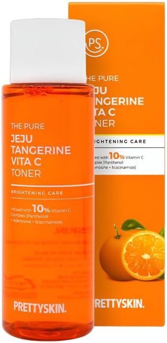 PRETTYSKIN Vitamin C Toner for Face Jeju Tangerine Extract, 10% Vitamin Complex with Panthenol, Adenosine, Niacinamide Helps Support Hydration & Oil-Moisture Balance 8.45 fl.oz