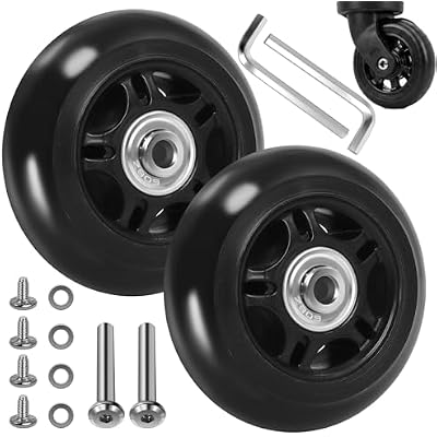 76mm Luggage Wheel Replacement, Suitcase Wheels 76x24mm with 40mm Axle, Inline Skate Wheels Repair Kit with Screws & Wrench for DIY Fix Not Universal Please Measure Before Purchase