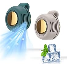 Drkicsy Small Whirlwind Clip Waist Neck Fans, Portable Cooling Fan 3 Speeds Rechargeable, Hands-Free Neck Fans Hanging Waist Clip Bladeless Fan (A_Green+White)
