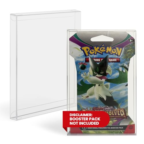 EVORETRO Retail Booster Pack Protectors for Pokemon 0.40mm PET Case for Sealed Cardboard Packs Clear Display & Storage Fits Standard Packs 10-Pack Durable Protective Case