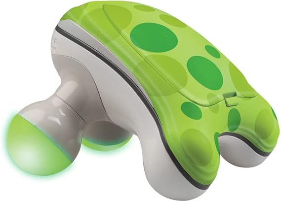 HoMedics Ribbit Mini Handheld Massager, Vibrating Electric Massager with Comfort Grip and LED Light, Batteries Included,  in variable colors, Green, Blue or Pink (Color May Vary)