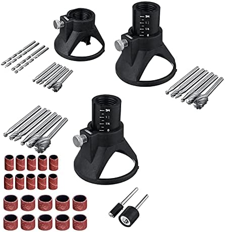 29PCS Rotary Multi Tool Cutting Guide Attachment Kit,Lots Rotary Multi Tool Cutting Guide Hss Router Drill Bits Attachment Small Electric Grinding Sandpaper Combination Accessories