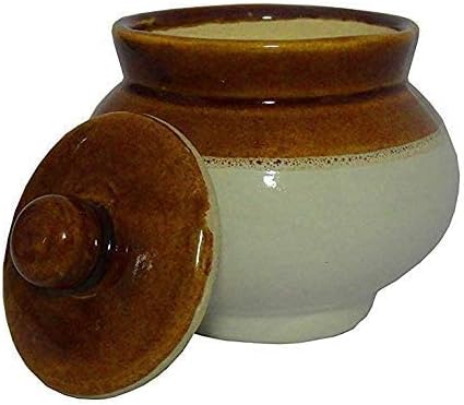 Qimacplus Ceramic Pickle Jars for Dining Table With Lids & Holder | Achar Handi | Kitchen Storage & Dinning Table | Achaar Barni 250 ML Set of 1