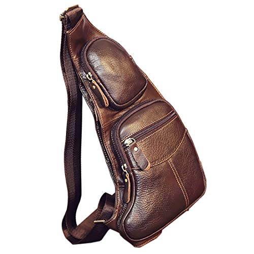 KPYWZER Vintage Leather Sling Bag Backpack for Men Crossbody Shoulder Chest DayPack Backpacks