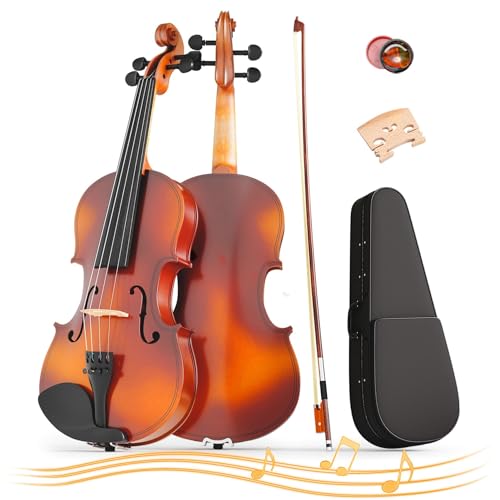 12 Violin for Kids Age 7-9, Violin 12 Size for Beginner, Student, Half Size Acoustic Violins with Case, Bow, Bridge, and Rosin Natural