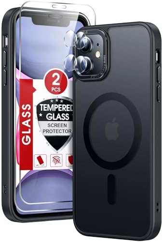 LeYi for iPhone-11 Phone Case with Screen Protector X2  Camera Cover X2, Compatible with MagSafe Magnetic Funda para i Phone 11case Military Grade Protective Women Men Cases ipone 11, Black