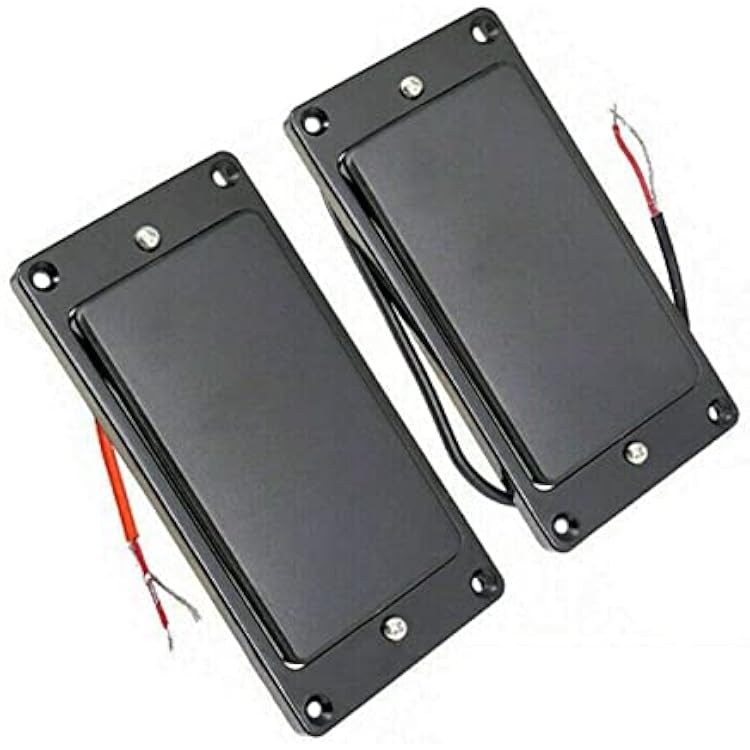 MX0310D 2Pcs Guitar Sealed Humbucker Pickups Double Coil Bridge & Neck Pickup Set for LP Electric Guitar Parts Replacement,Mini Humbucker Pickup Set,Pickup, Black