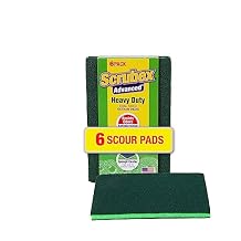 Heavy Duty Odor Resistant Multi-Purpose Scouring Pads, 6 Count for Kitchen and Household, Dual Sided, Safe for Non-Coated Cookware