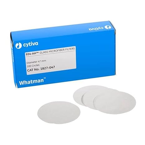 Whatman 1827-070 Glass Microfiber Binder Free Filter, 1.5 Micron, 3.7 s/100mL Flow Rate, Grade 934-AH, 7.0cm Diameter (Pack of 100)