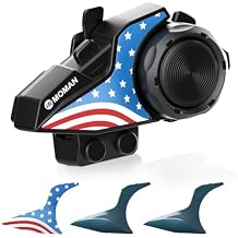 Moman H2E Eagle-Like Motorcycle Intercom 1 Pack with G4 Interchangeable Shells (US Flag2, Dark Green2)