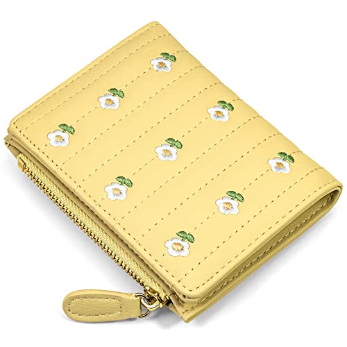 YINHEXI Womens RFID Blocking Wallet - Small, Stylish Bifold Card Holder Purse for Girls - Yellow