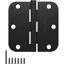 Door Hinges Matte Black - 72 Pack Black Door Hinges 3.5 Inch Rounded Interior Door Hinges with 5/8" Radius, Flat Iron Hinges for Doors 3 1/2 Inches, Indoor Door Hardware for Bedroom, Garage
