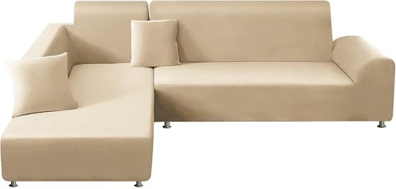 Sectional Couch Covers, Stretch Sofa Slipcovers L Shaped Anti Slip Corner Sofa Cover Chaise Lounge Protector with 2 PCS Pillow Covers for 2 Seaters + 3 Seaters L-Type Sectional Sofa Couch
