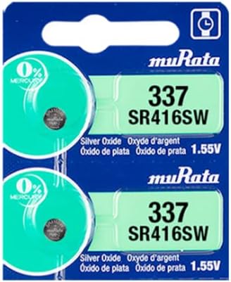Murata 337 SR416SW Battery 1.55V Silver Oxide Watch Button Cell - Replaces Sony 337 (2 Batteries)