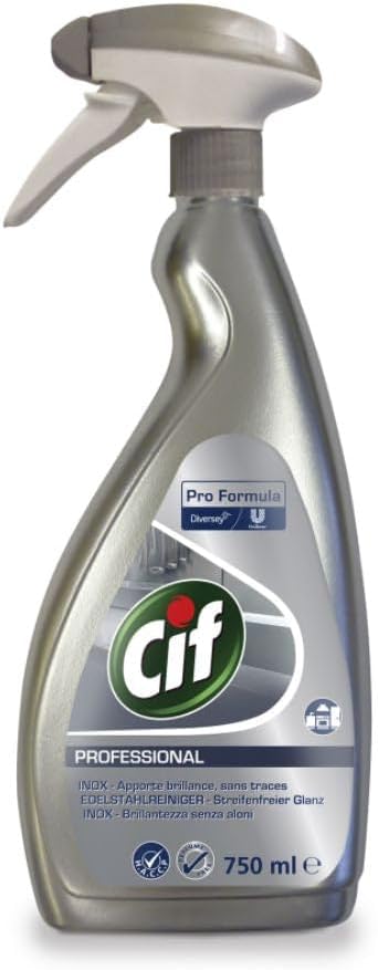 Cif Professional 7518294 Counter and Kitchen Cleaner, Stainless Steel Surfaces, Fragrance-Free 0.75 L
