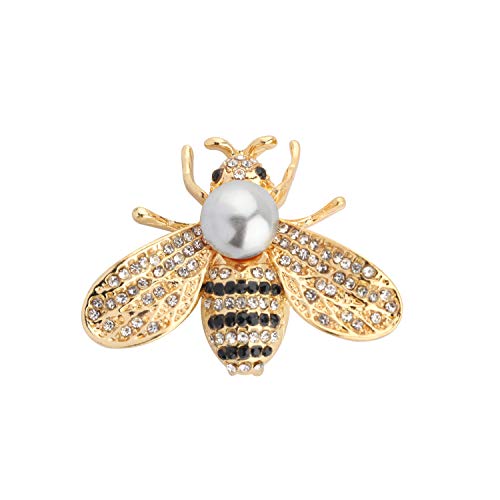 Rhinestone Pearl Bee Brooch Pins Honey Bee Brooches Fashion Crystal Insect Pins for Women