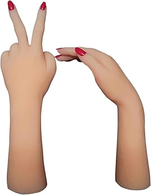 ZHY 1 Pair Silicone Lifesize Female Mannequin Hand Display Jewerly Sandal Shoe Sock Display Art Sketch with Red NailFingers can be Bent - Reusable Skin Color