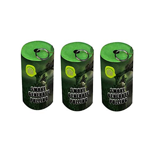Pack of 3 Green Smoke Bomb with Pulling Smoke Bomb Grenade Bengalo Volcano Fountain Party Fireworks Smoke Colour Green 60 Seconds
