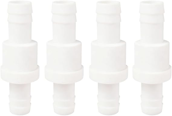 1/2" Check Valve One Way Sump Pump Non Return Ozone Resistance PVDF Plastic One-Way Fuel Oil Water Gas Pump Air Check Valve - 4 Pack