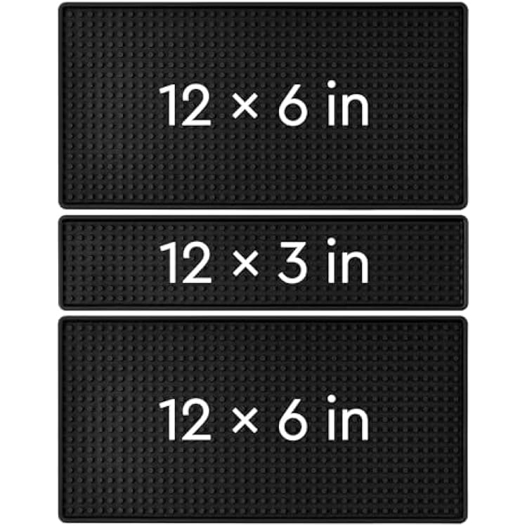 Bar Mat Set for Countertop, 3 Pack Rubber Bar Mats for Coffee Bar, Kitchen, Bartending, Espresso & Dish Drying, Non-Slip Rubber Mat with Deep Prongs Helps Contain Spills, Durable Black Bar Accessories