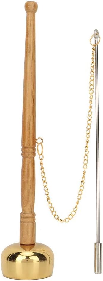 Hand Bell, Meditation Prayer Bells Buddhism Wooden Handle Brass Hand Bell Singing Scripture Implement Buddhist Supplies