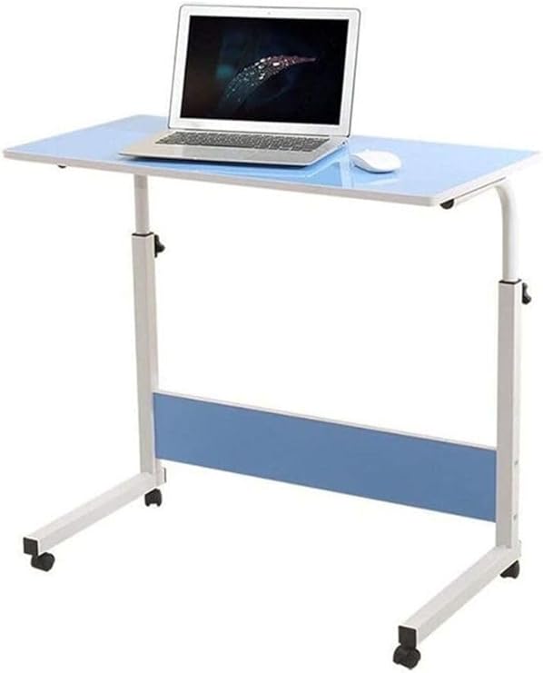 Laptop Table On Wheels Portable Desk Workstation Height Adjustable Tray On Wheels Tray Table Stand Multi-Use Home Desk For Elderly Over Bed Sofa Over Bed Table (Blue)