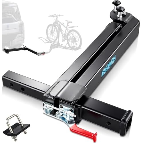 Swing Away Hitch Adapter for 2 Receiver, 0-105 Swinging Bike Rack Extension Arm, 250 LBS Capacity, Hitch Mount Hauling Racks Carrier Accessory for Cars, Trucks, SUVs - DriverPassenger Side