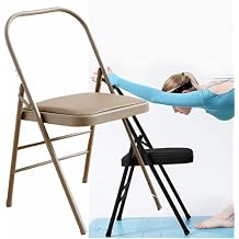 Iyengar Yoga Chair, Folding Yoga Auxiliary Chair, Foldable Yoga Chair with Non-Slip Feet Covers for Flexibility and Strength Training(Camel)