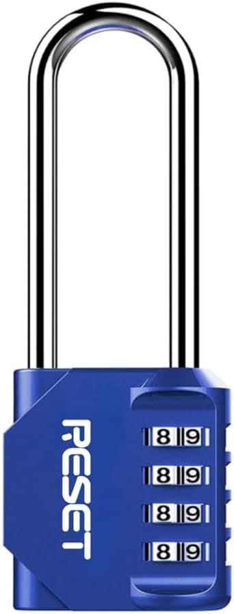 RESET-060 4 Digit Combination Padlock with 2.4 inch Long Shackle Combination Lock,Outdoor Waterproof Padlock,Indoor Padlock for School Locker, Gym Locker, Shed, Fence, Gate, Toolbox, Blue