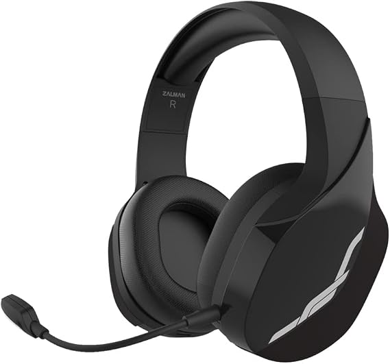 Zalman HPS700 Archer, Wireless Headset with Gaming, Music, Live Sound Modes, LED Indicator, Detachable Microphone, USB-C to A Charging Cable, Premium Woven Fabric Memory Foam Ear Cushions (Black)