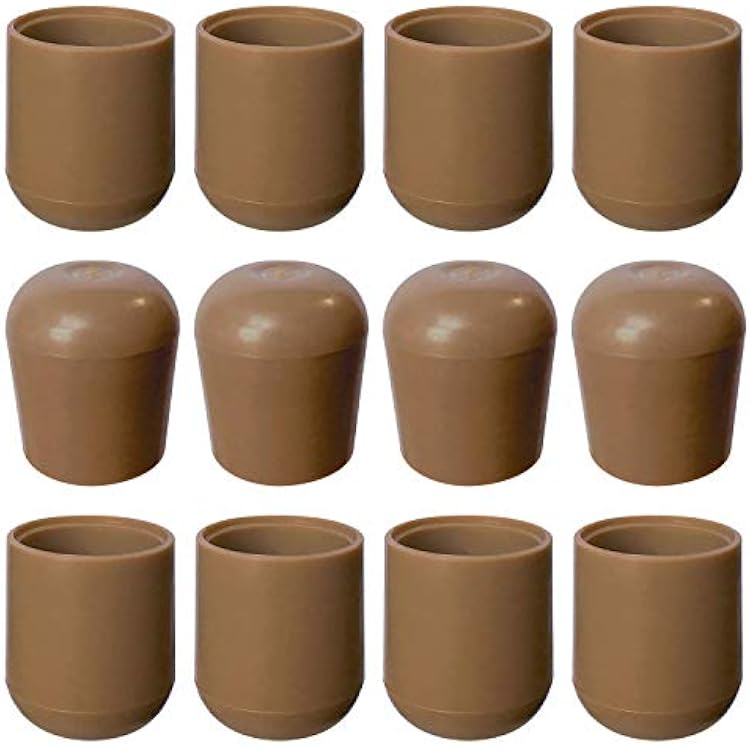 Folding Chair Leg Caps Beige 78 Inch - Heavy Duty Nylon Chair End Caps, Non-Marring Round Hardwood Floor Protectors, Compatible Replacement Plugs for Metal and Padded Folding Chairs Tips 12 Pack