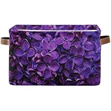 Spring Lilac Purple Floral Large Storage Basket, Foldable Storage Basket, Waterproof Coating Storage Box with Handle Storage Bag, for Home & Office, 1PCS