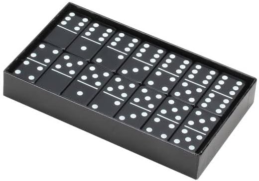 CHH Black Double 6 Jumbo Size Domino Tiles in Snap Vinyl Case