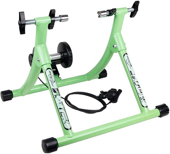 Fixed Roller Bicycle Wire Control Indoor Mountain Road Training Platform Turbo Trainer, Variable Resistance Indoor Bicycle Trainer Home Bike Trainer Color: Green, Size : 26-28'