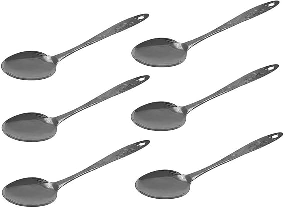 6 Pc Set 12.5" Stainless Steel Basting & Serving Spoon, Buffet Utensil for Cooking, Serving, Catering & Commercial Kitchen Use