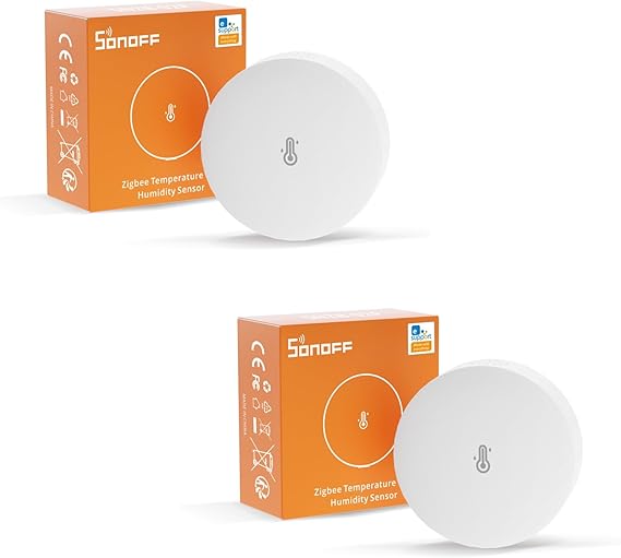 SONOFF 2 Pack SNZB-02P Zigbee Temperature and Humidity Sensor, Smart Temperature Sensor with Comfort Alarm, Zigbee Hygrometer Compatible with Alexa/Google Home/HA/IFTTT, Zigbee Hub Required.