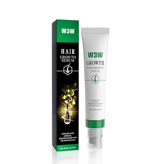 W3W Hair Growth Serum with Rosemary, Fermented Rice & Caffeine - Roll-On Scalp Treatment for Thinning Hair, No Minoxidil, Fast-Absorbing, Non-Greasy Formula for Women & Men