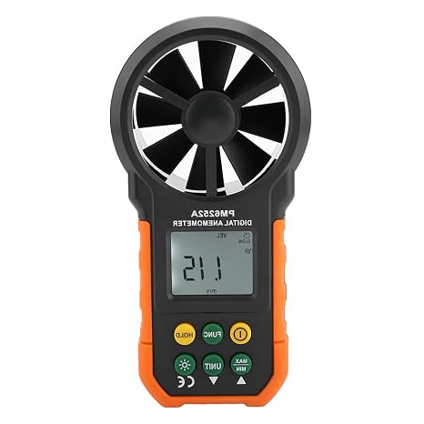PM6252A Digital Wind Speed Gauge, Anemometer Handheld Wind Speed Meter with LargeScreen LCD and Backlight, Air Volume Measuring Meter with Portable Black Bag