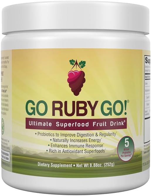 IVL - GO Ruby GO! Red Superfood Powder Juice | 42 Antioxidants Probiotics, and Immunity Boost (Beet Root Powder and more Powder Supplements) | Fruit Powder & Extract Blend | Energy & Digestion Boost