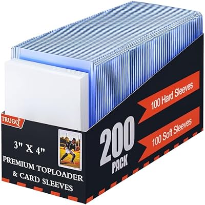 200 Card Sleeves Toploads for Cards,3 x 4 Baseball Card Protectors,Premium Standard Size Trading Hard Plastic Card Holder for Sports Football Cards100 Hard Protectors 100 Soft Sleeves