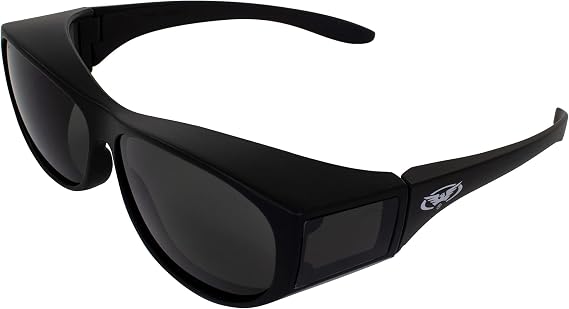 Global Vision Escort Advanced System Safety Glasses Fits Over Most Eyewear - Rubber Ear Locks and Microfiber Pouch! Black Frame