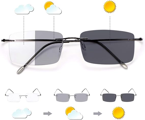 YIMI Photochromic Progressive Multifocus Transition Reading Glasses Sunglasses Sun Readers Blue Light Blocking Computer Eyewear