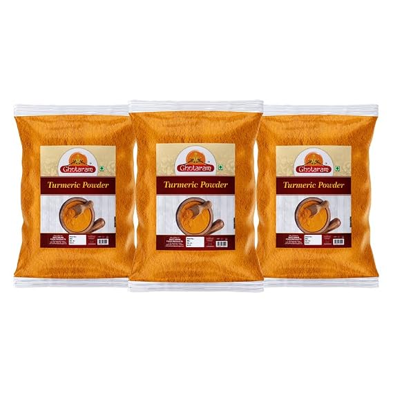 Ghotaram Authentic Sangli Turmeric (Haldi) Powder, organically grow haldi ka powder, Rich Flavour Turmeric Powder, Haldi Powder, Pasupu podi, Curcuma longa Haldar Haladhi Powder-150Gx3Pk
