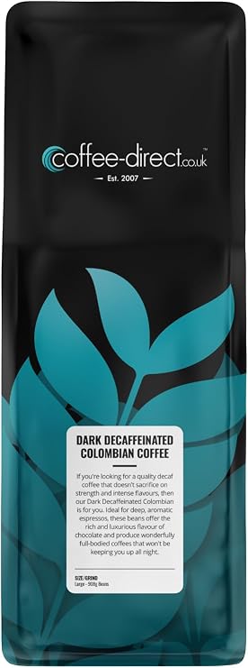 Coffee Direct Dark Decaffeinated Colombian Coffee Beans 908 g