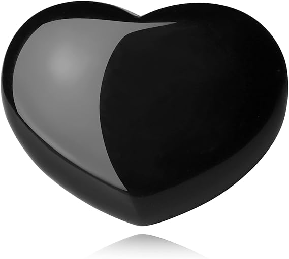 MAIBAOTA 45 mm Black Obsidian Stone Large Heart Stone Healing Crystals Gifts for Women Natural Reiki Gemstone Polished Heart Shaped Rocks Meditation