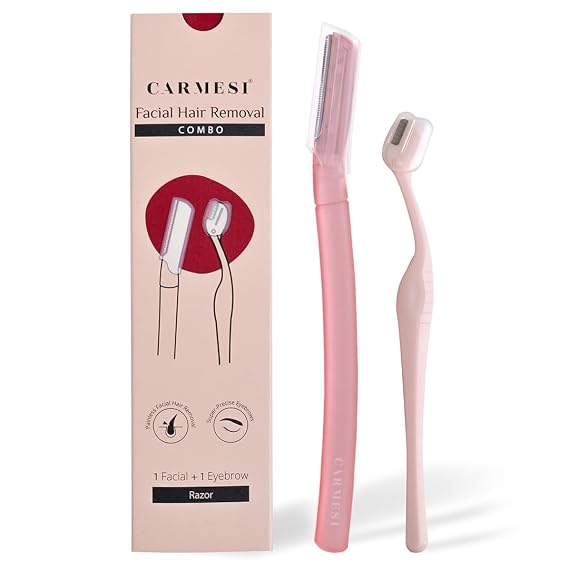 Carmesi Facial Hair Removal Combo with Face Razor + Eyebrow Razor | Painless & Precision Face Hair Removal | for Eyebrows, Upper Lip, Peach Fuzz & Forehead