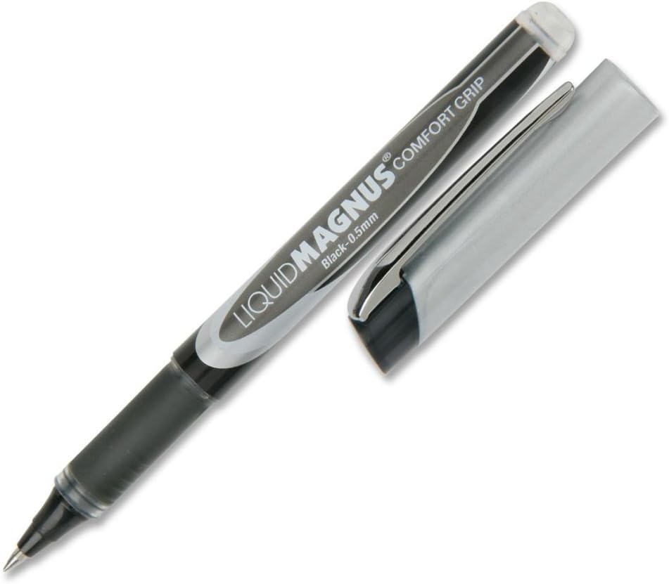 SKILCRAFT 7520-01-587-7801 Micro Point Liquid Magnus Comfort Grip Roller Ball Pen, 0.5mm Size, Black Ink Pack of 4