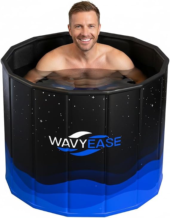 WAVYEASE® Newly Upgraded Portable Bath Tub for Adults(80 * 66CM) -Foldable Cold Plunge Tub for Recovery - Collapsible Soaking Bath Tub for Shower- Outdoor Ice Bathtub for Athletes (Black)